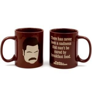 Parks and Rec Ron Swanson 14.5 oz Mug “Breakfast Foods” NEW